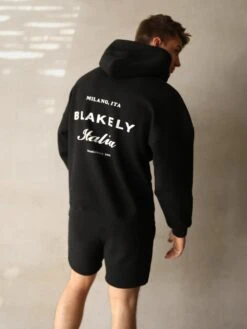 Italia Relaxed Hoodie - Black -Blakely Clothing Store 201MBBlack 01D