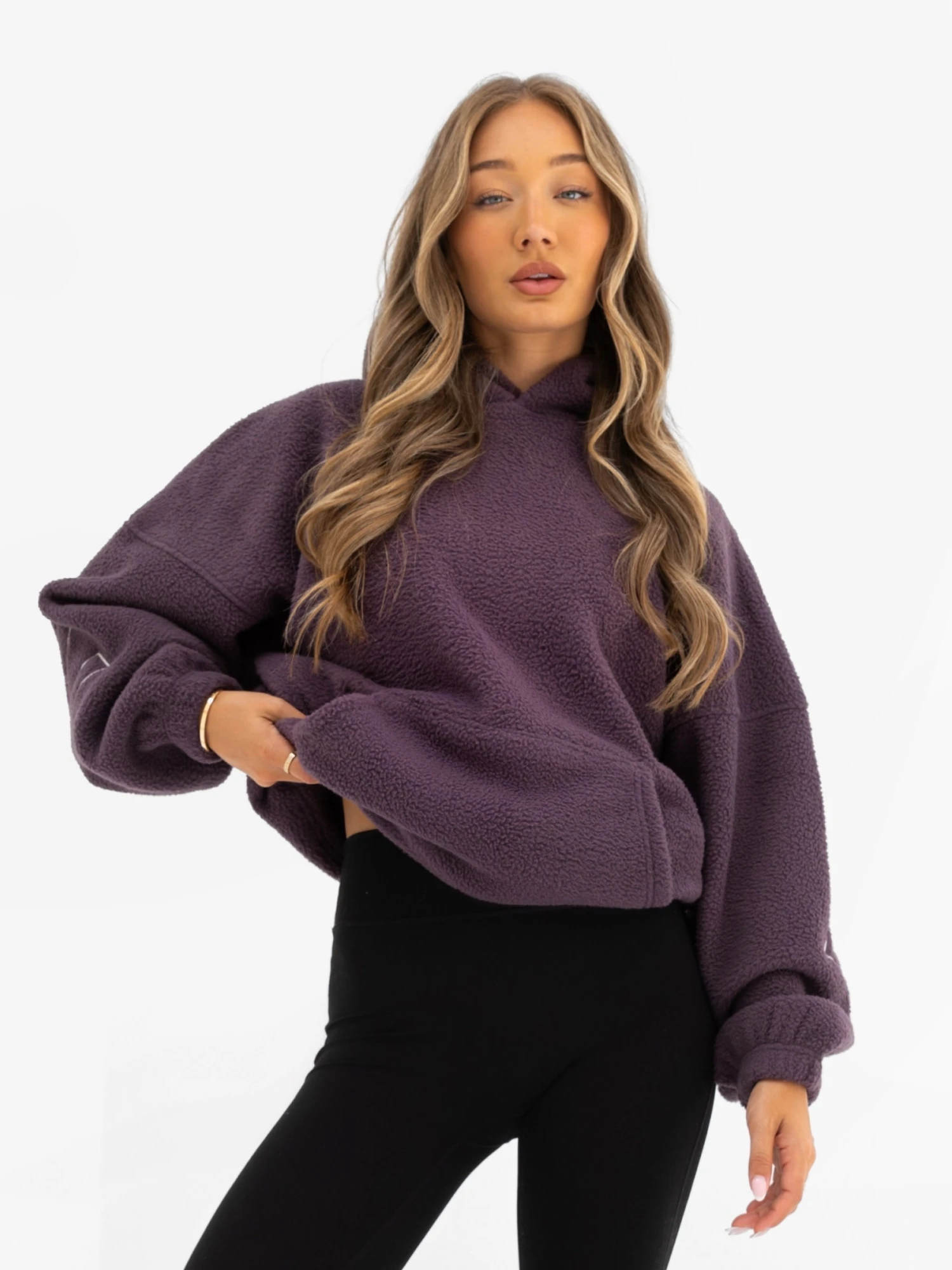 Borg Isabel Oversized Hoodie - Plum 2 Borg Isabel Oversized Hoodie - Plum - Image 2