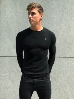 Mason Knit Jumper - Black -Blakely Clothing Store 2041ABlack03D