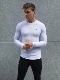 Mason Knit Jumper - Marl White -Blakely Clothing Store 2041AMarlWhite02D