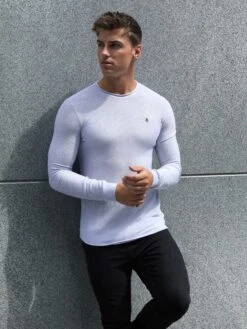 Mason Knit Jumper - Marl White -Blakely Clothing Store 2041AMarlWhite03D