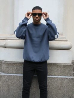 Idris Oversized Jumper - Blue -Blakely Clothing Store 2046ABlue 01D