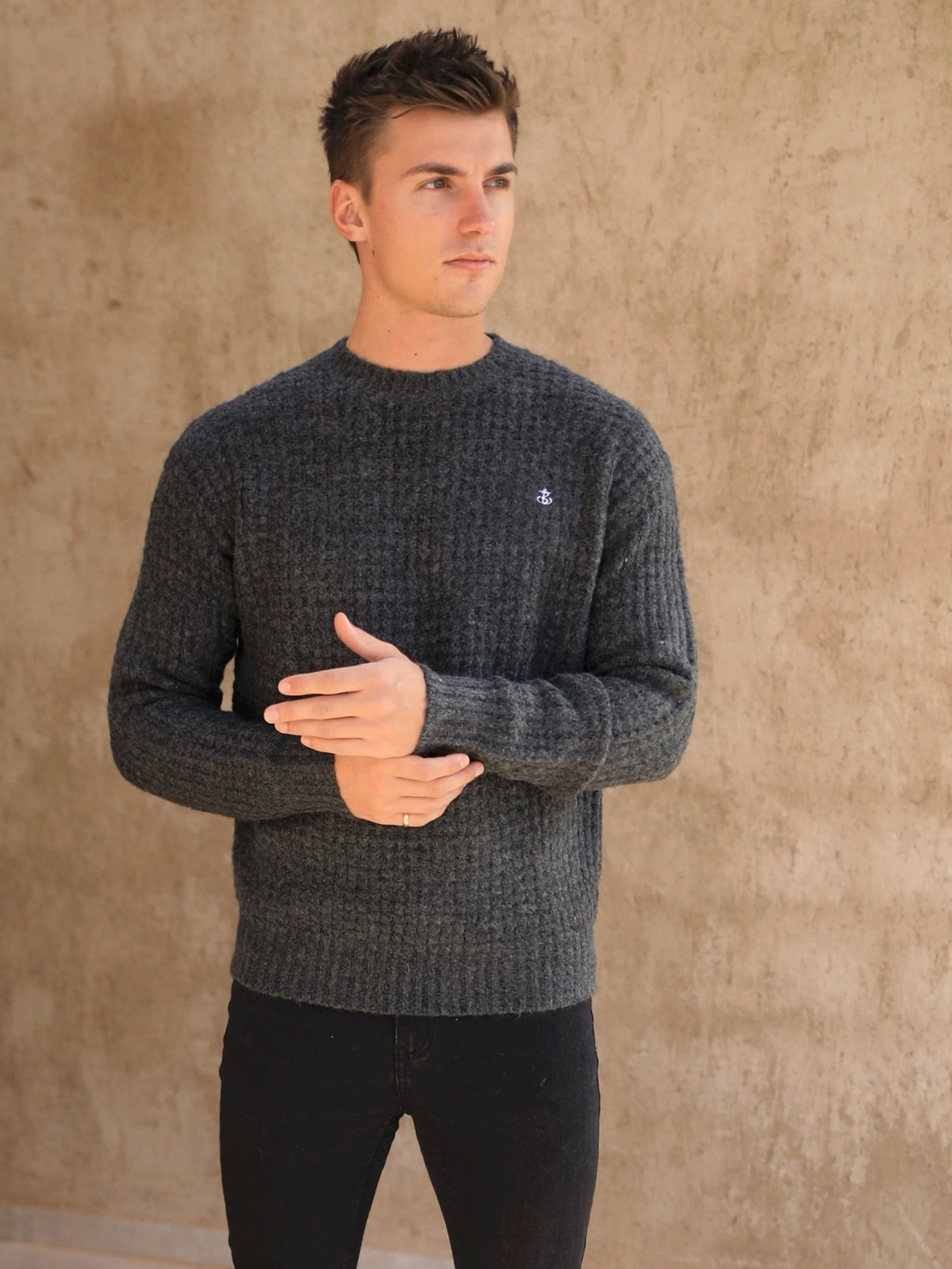 Burford Knit Jumper - Charcoal 1 Burford Knit Jumper - Charcoal