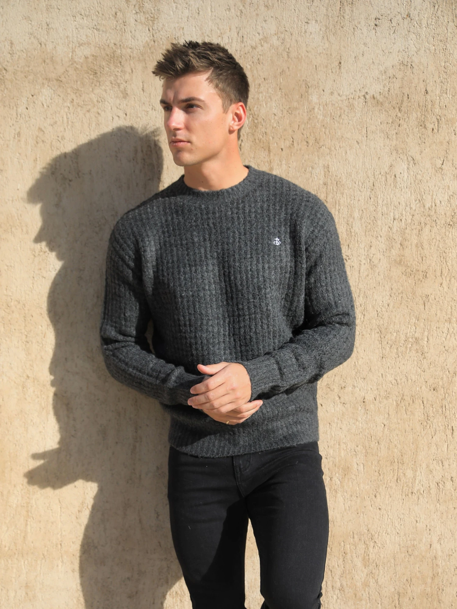 Burford Knit Jumper - Charcoal 2 Burford Knit Jumper - Charcoal - Image 2