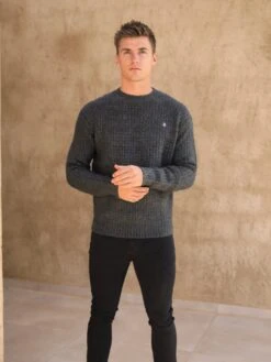 Burford Knit Jumper - Charcoal 7 Burford Knit Jumper - Charcoal -Blakely Clothing Store 2075Charcoal 03D