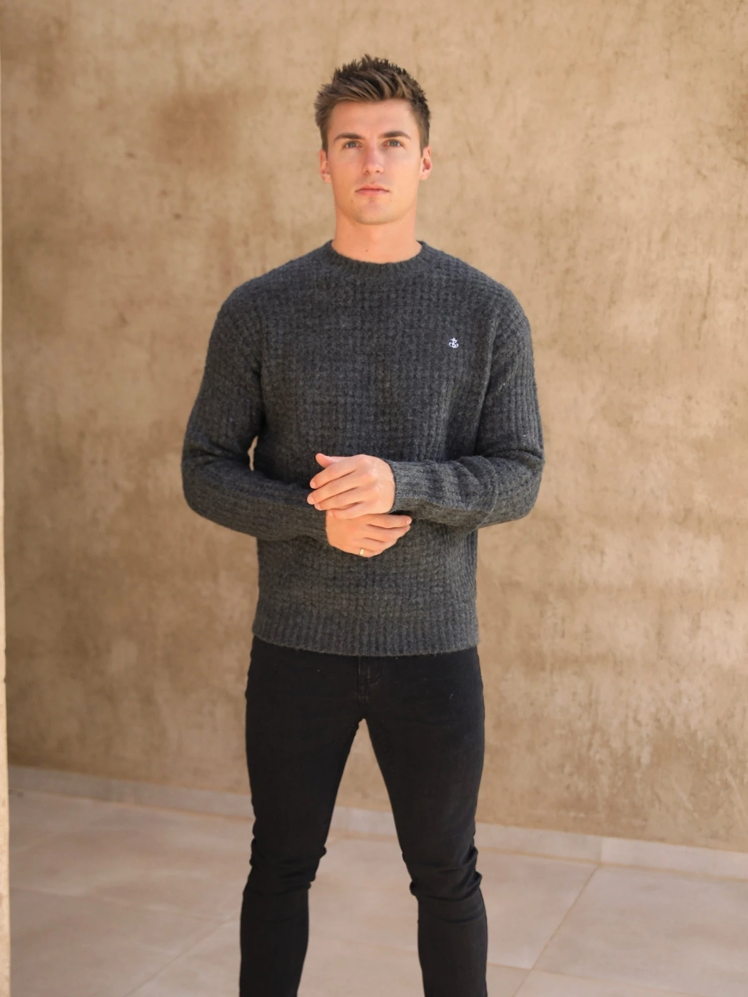 Burford Knit Jumper - Charcoal 3 Burford Knit Jumper - Charcoal - Image 3