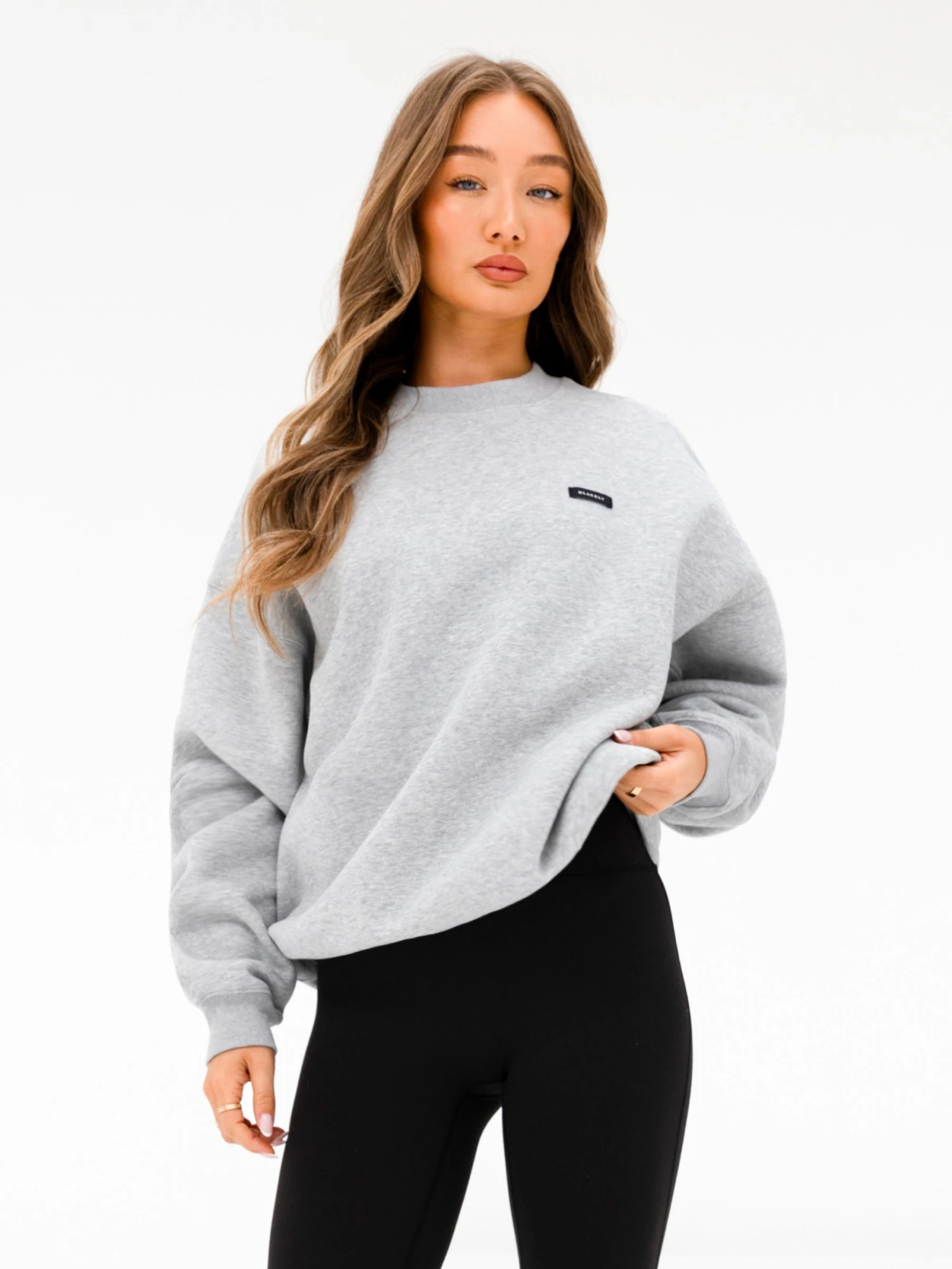Olivia Oversized Jumper - Marl Grey 2 Olivia Oversized Jumper - Marl Grey - Image 2