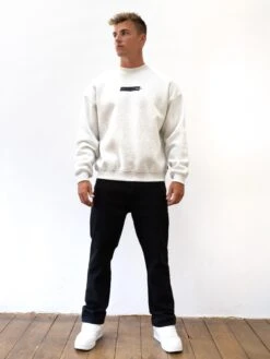 Kobe Italic Relaxed Jumper - Marl White 9 Kobe Italic Relaxed Jumper - Marl White -Blakely Clothing Store 216BIMARLJUMP03D