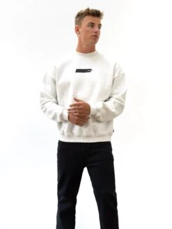 Kobe Italic Relaxed Jumper - Marl White 7 Kobe Italic Relaxed Jumper - Marl White -Blakely Clothing Store 216BIMARLJUMP04D