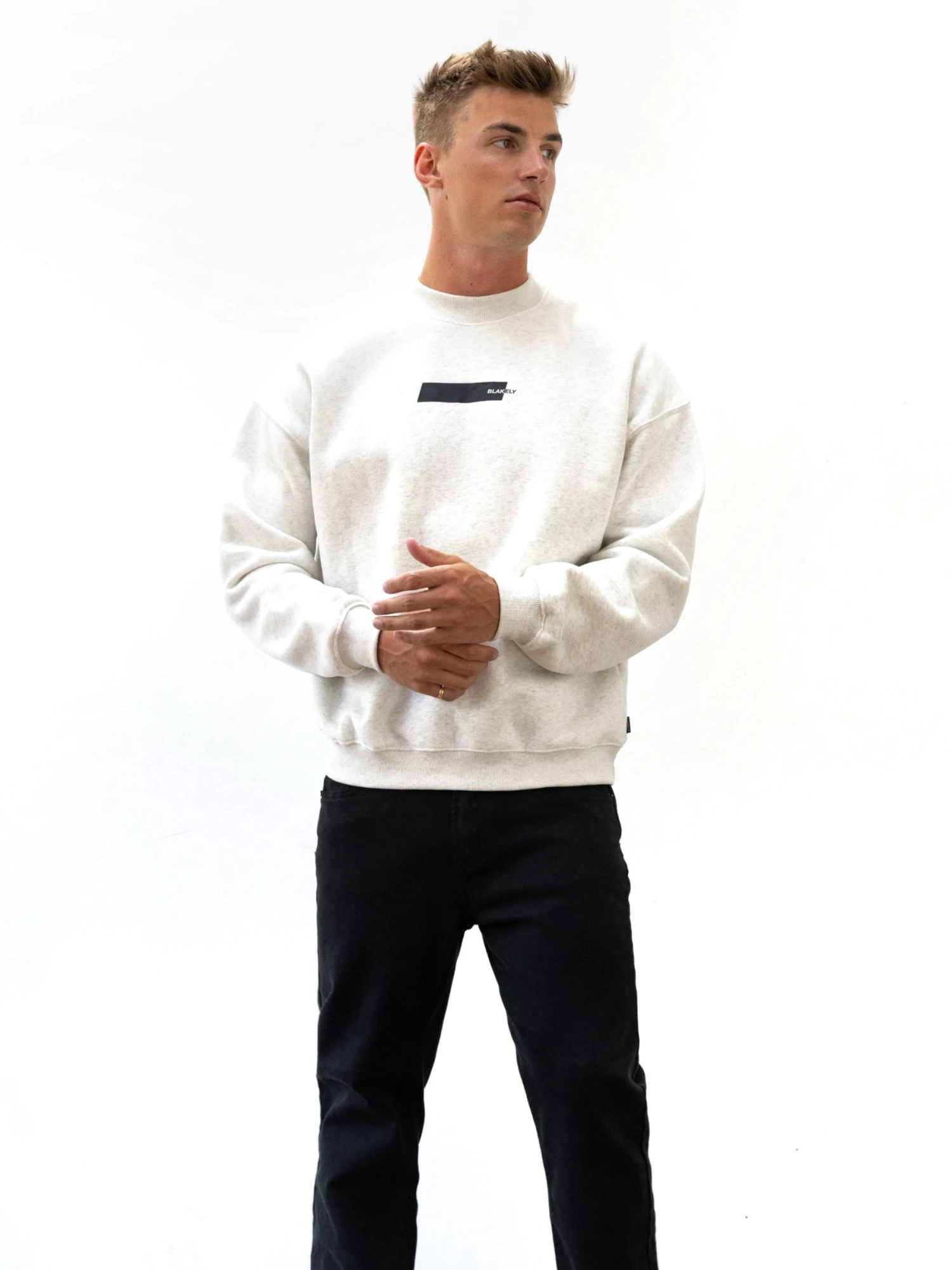 Kobe Italic Relaxed Jumper - Marl White 3 Kobe Italic Relaxed Jumper - Marl White - Image 3