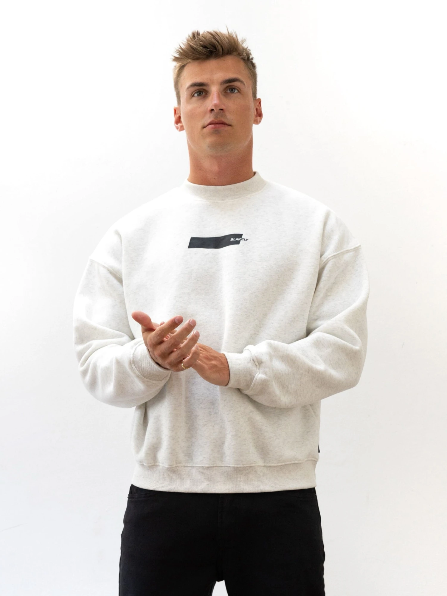 Kobe Italic Relaxed Jumper - Marl White 1 Kobe Italic Relaxed Jumper - Marl White