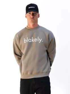 Logo Relaxed Jumper - Washed Khaki 7 Logo Relaxed Jumper - Washed Khaki -Blakely Clothing Store 216IMWASHEDKHAKID 1