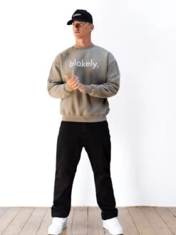 Logo Relaxed Jumper - Washed Khaki 8 Logo Relaxed Jumper - Washed Khaki -Blakely Clothing Store 216IMWASHEDKHAKID 2