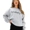 Logo Oversized Jumper - Marl Grey -Blakely Clothing Store 216IWMARLGREYLEADD