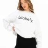 Logo Oversized Jumper - Marl White -Blakely Clothing Store 216IWMARLWHITELEADD