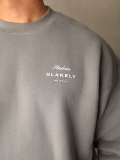 Italia Relaxed Jumper - Stone Grey -Blakely Clothing Store 216MBStoneGrey 05D