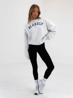 Varsity Oversized Jumper - Marl White 15 Varsity Oversized Jumper - Marl White -Blakely Clothing Store 216VARWGrey 01D