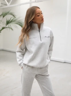 Life & Style 1/4 Zip Jumper - Marl White -Blakely Clothing Store 219WMarlWhite03