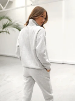 Life & Style 1/4 Zip Jumper - Marl White -Blakely Clothing Store 219WMarlWhite06