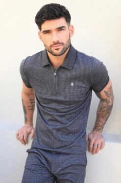 Midar Check Polo - Dark Grey -Blakely Clothing Store 2208Charcoal2