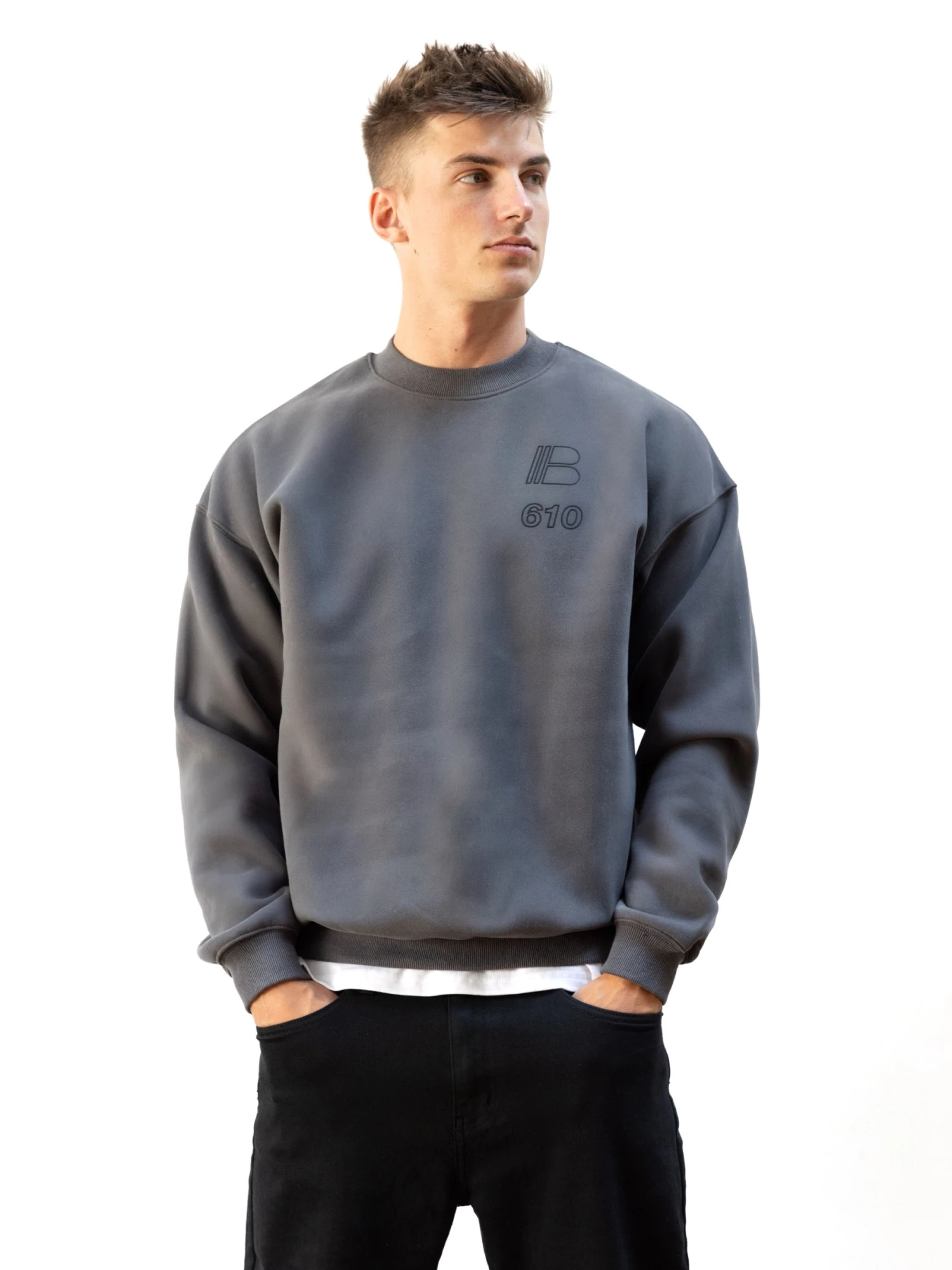 Apex City Relaxed Jumper - Charcoal 2 Apex City Relaxed Jumper - Charcoal - Image 2