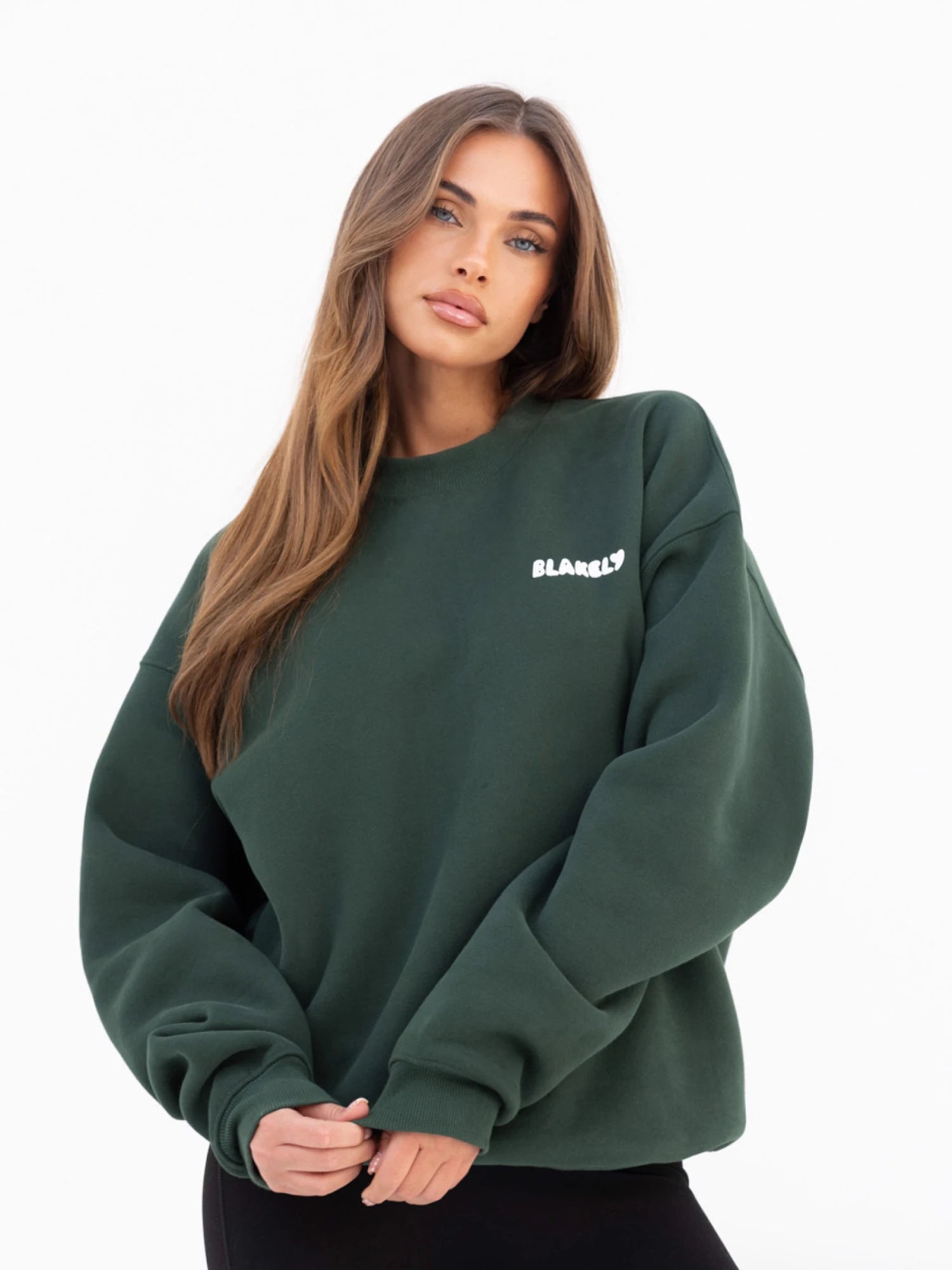 Cloud Print Oversized Jumper - Forest Green 5 Cloud Print Oversized Jumper - Forest Green - Image 5
