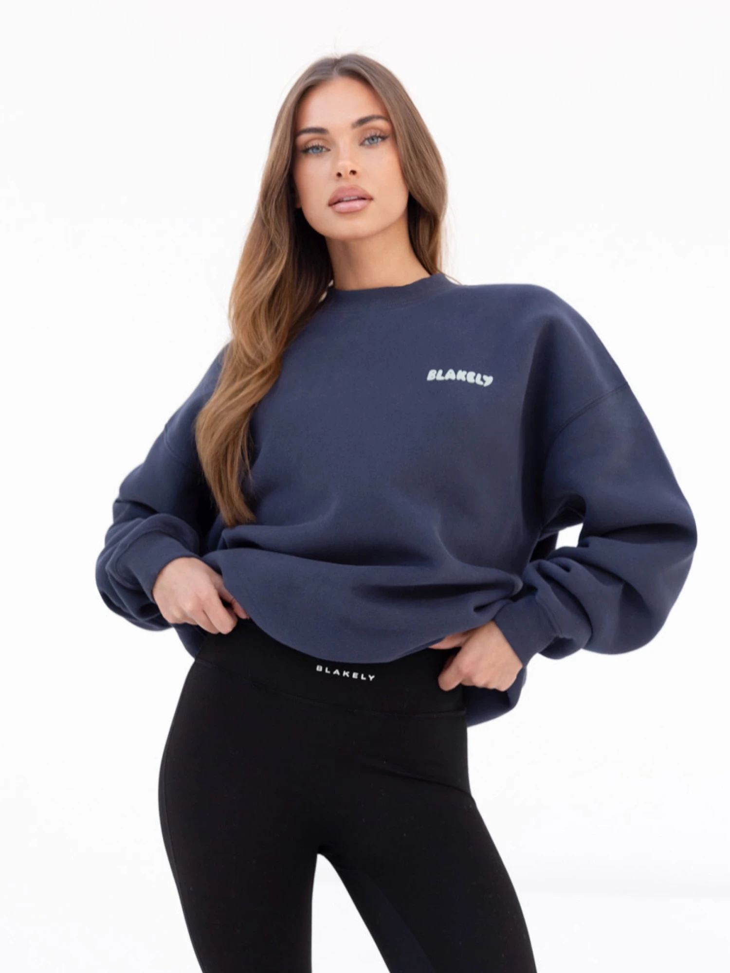 Cloud Print Oversized Jumper - True Navy 2 Cloud Print Oversized Jumper - True Navy - Image 2