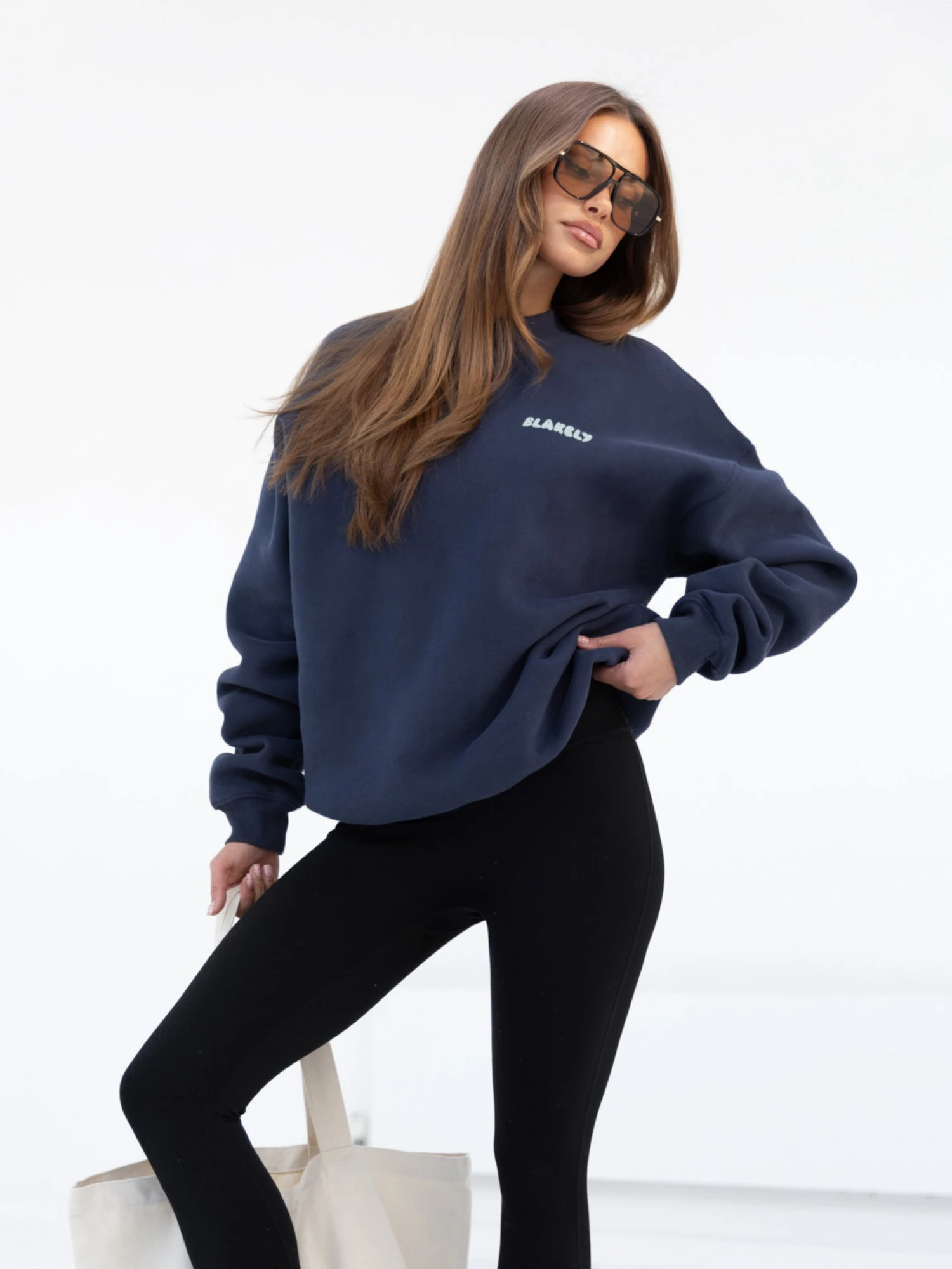 Cloud Print Oversized Jumper - True Navy 3 Cloud Print Oversized Jumper - True Navy - Image 3