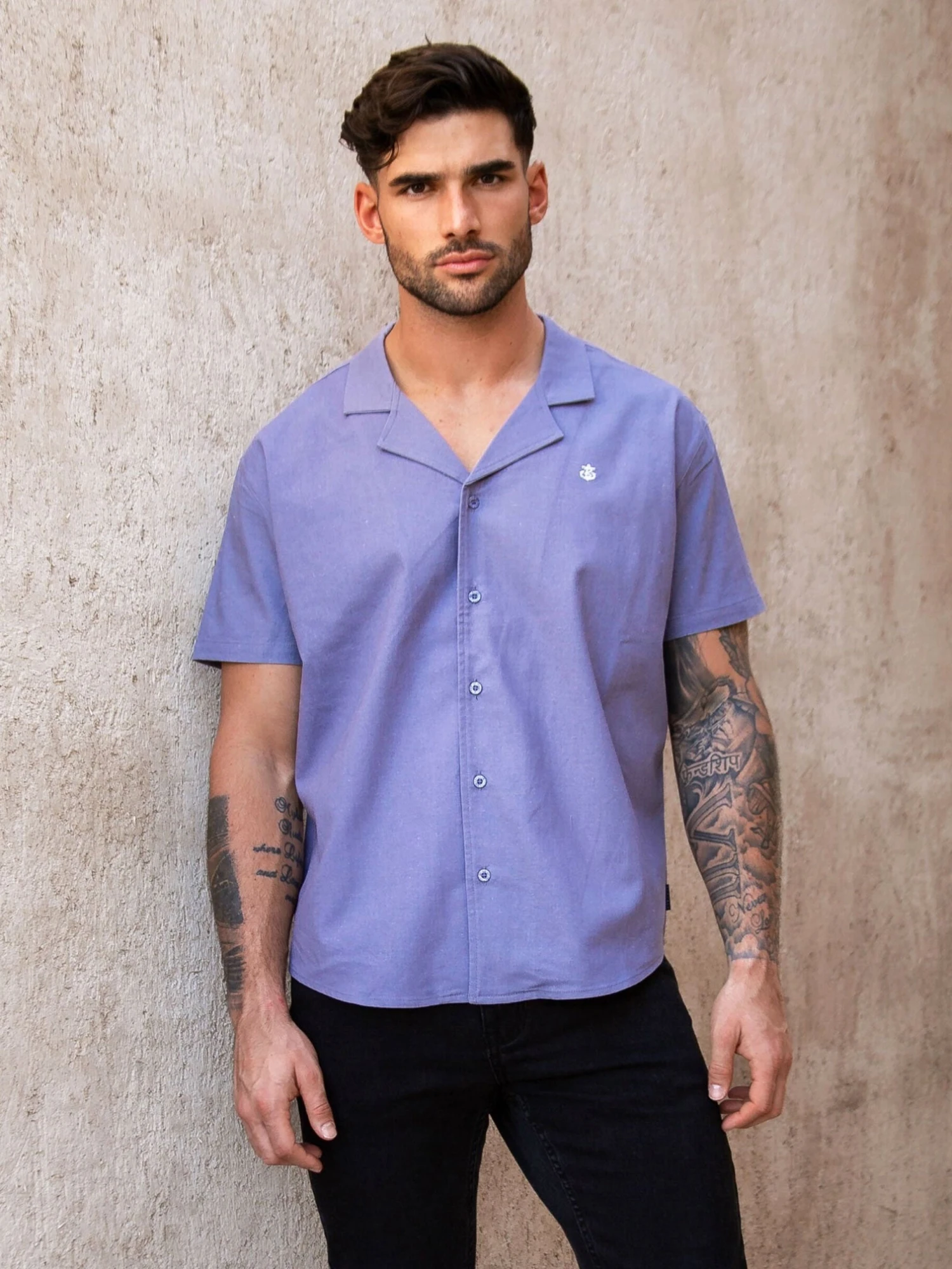 Nador Open Collared Shirt - Blue 1 Nador Open Collared Shirt - Blue