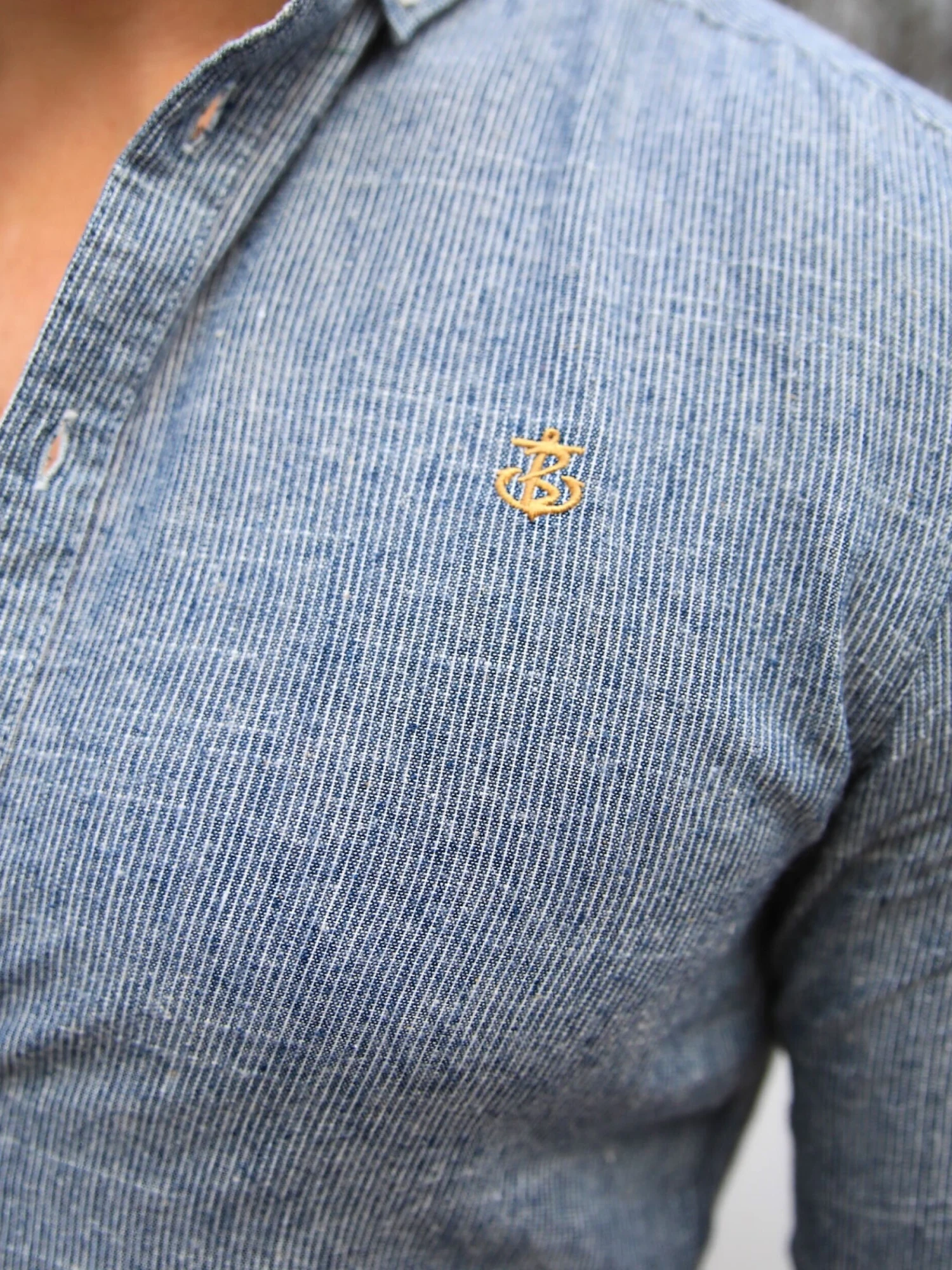 Odessa Pinstripe Shirt - Navy 2 Odessa Pinstripe Shirt - Navy - Image 2