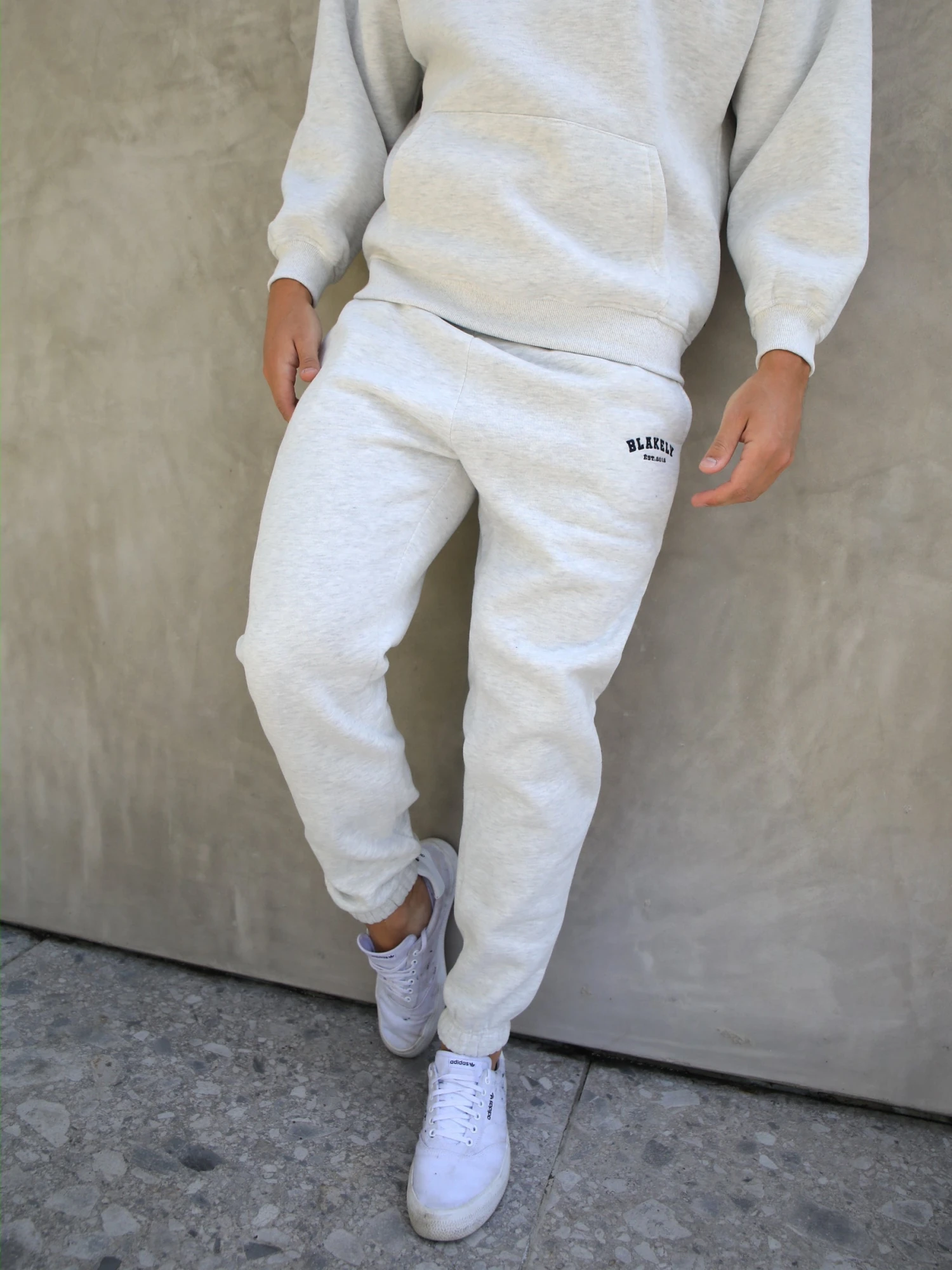 Varsity Relaxed Sweatpants - Marl White 2 Varsity Relaxed Sweatpants - Marl White - Image 2