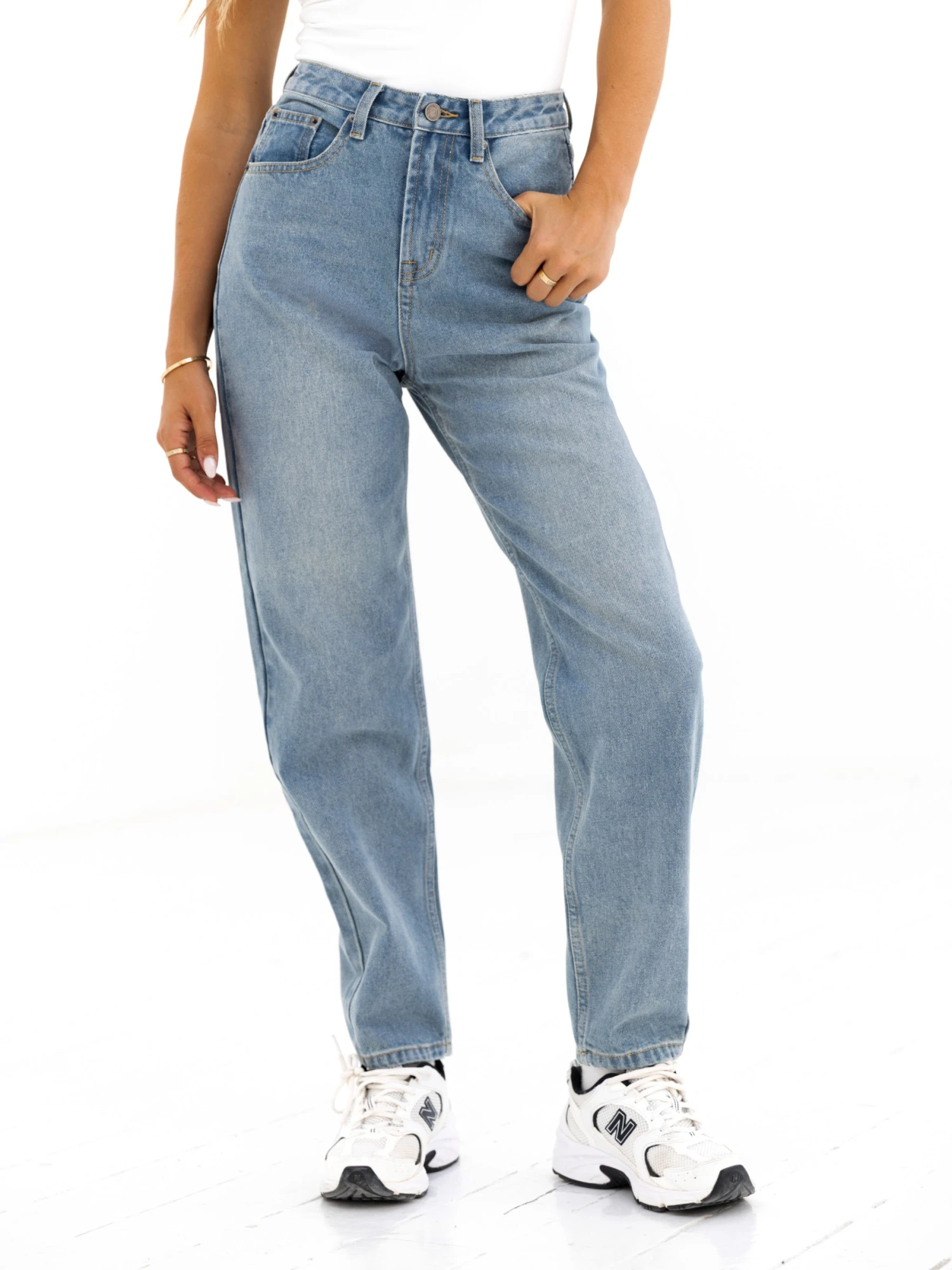 Blakely Mom Jeans - Faded Blue 1 Blakely Mom Jeans - Faded Blue