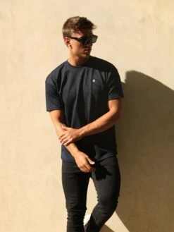 Ceuta Textured Relaxed T-Shirt - Navy 6 Ceuta Textured Relaxed T-Shirt - Navy -Blakely Clothing Store 2283Navy 01D