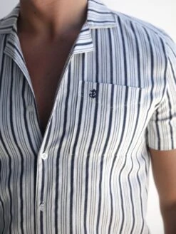 Assisi Stripe Shirt - Navy -Blakely Clothing Store 2290Navy 02D