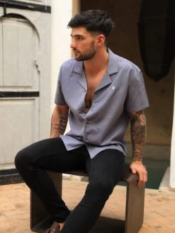 Nador Open Collared Shirt - Blue 10 Nador Open Collared Shirt - Blue -Blakely Clothing Store 2331BLUED