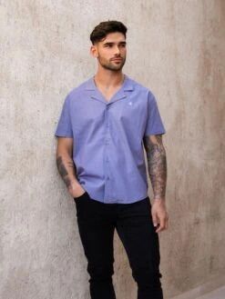 Nador Open Collared Shirt - Blue 11 Nador Open Collared Shirt - Blue -Blakely Clothing Store 2331Blue 01D