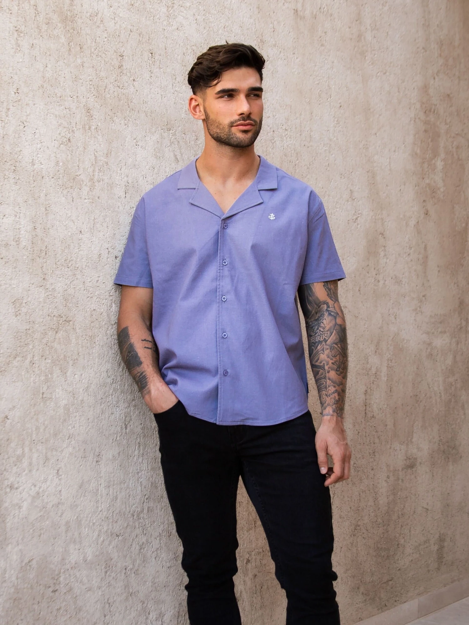 Nador Open Collared Shirt - Blue 6 Nador Open Collared Shirt - Blue - Image 6