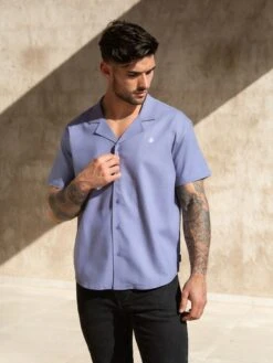 Nador Open Collared Shirt - Blue 7 Nador Open Collared Shirt - Blue -Blakely Clothing Store 2331Blue 04D
