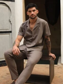 Nador Open Collared Shirt - Mocha Brown -Blakely Clothing Store 2331MOCHABROWNLEADD