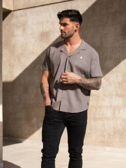 Nador Open Collared Shirt - Mocha Brown -Blakely Clothing Store 2331MochaBrown 02D