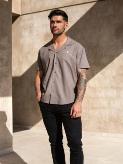 Nador Open Collared Shirt - Mocha Brown -Blakely Clothing Store 2331MochaBrown 03D