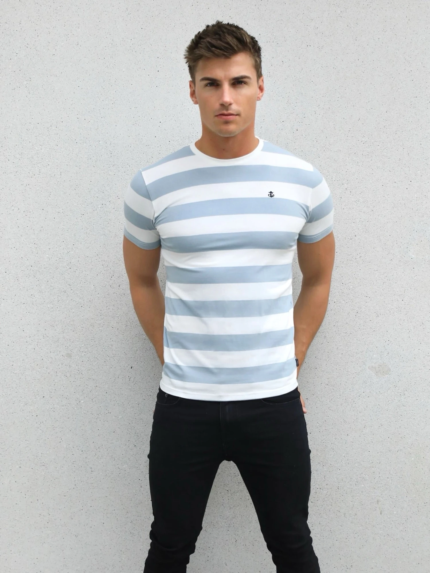 Loano Stripe Slim Fit T-Shirt - Light Blue 3 Loano Stripe Slim Fit T-Shirt - Light Blue - Image 3