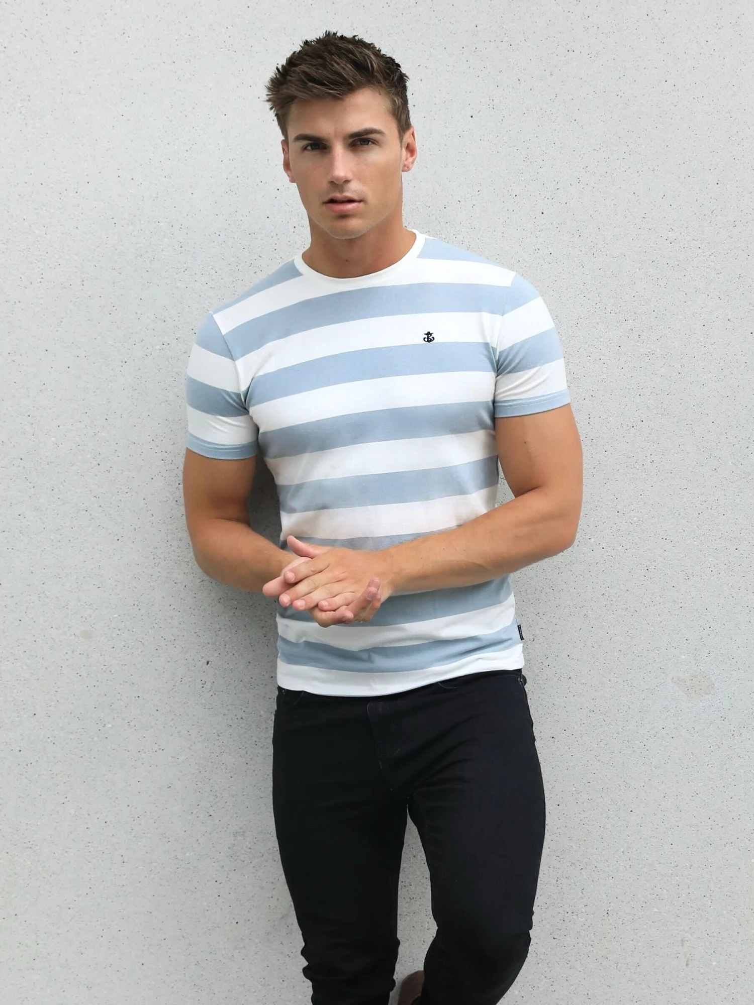 Loano Stripe Slim Fit T-Shirt - Light Blue 2 Loano Stripe Slim Fit T-Shirt - Light Blue - Image 2