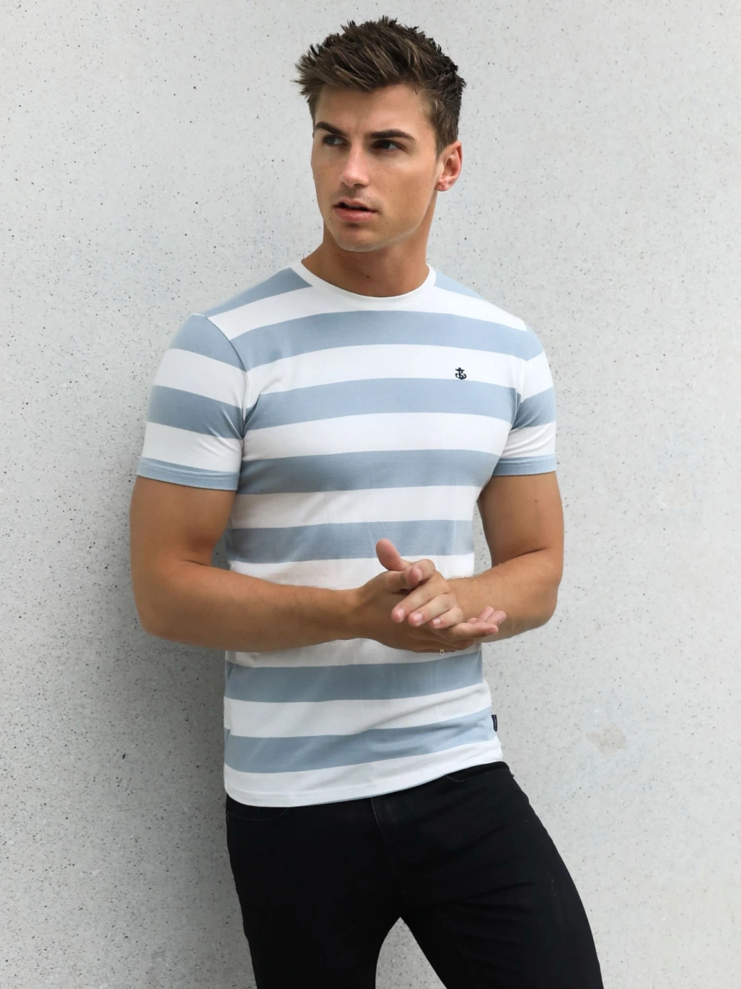 Loano Stripe Slim Fit T-Shirt - Light Blue 1 Loano Stripe Slim Fit T-Shirt - Light Blue