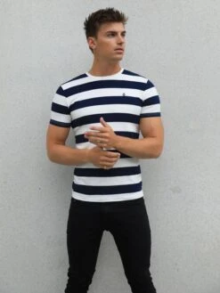 Blakely Loano Stripe T-Shirt - Navy -Blakely Clothing Store 2376NAVYD 1