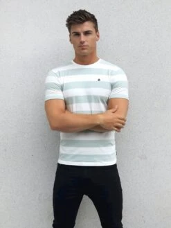 Loano Stripe T-Shirt - Sage 8 Loano Stripe T-Shirt - Sage -Blakely Clothing Store 2376SAGED 2