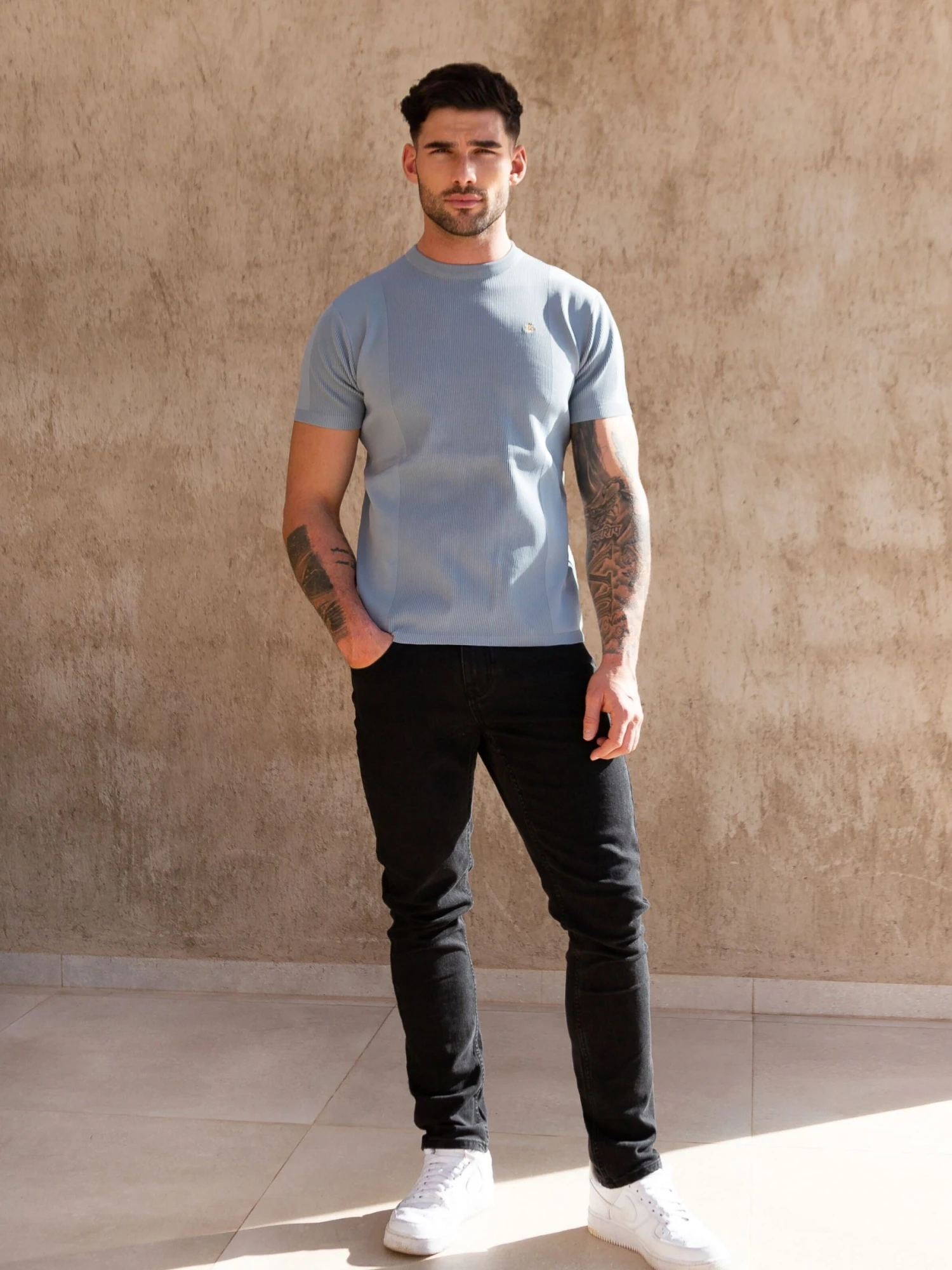 Layton Textured T-Shirt - Blue 5 Layton Textured T-Shirt - Blue - Image 5
