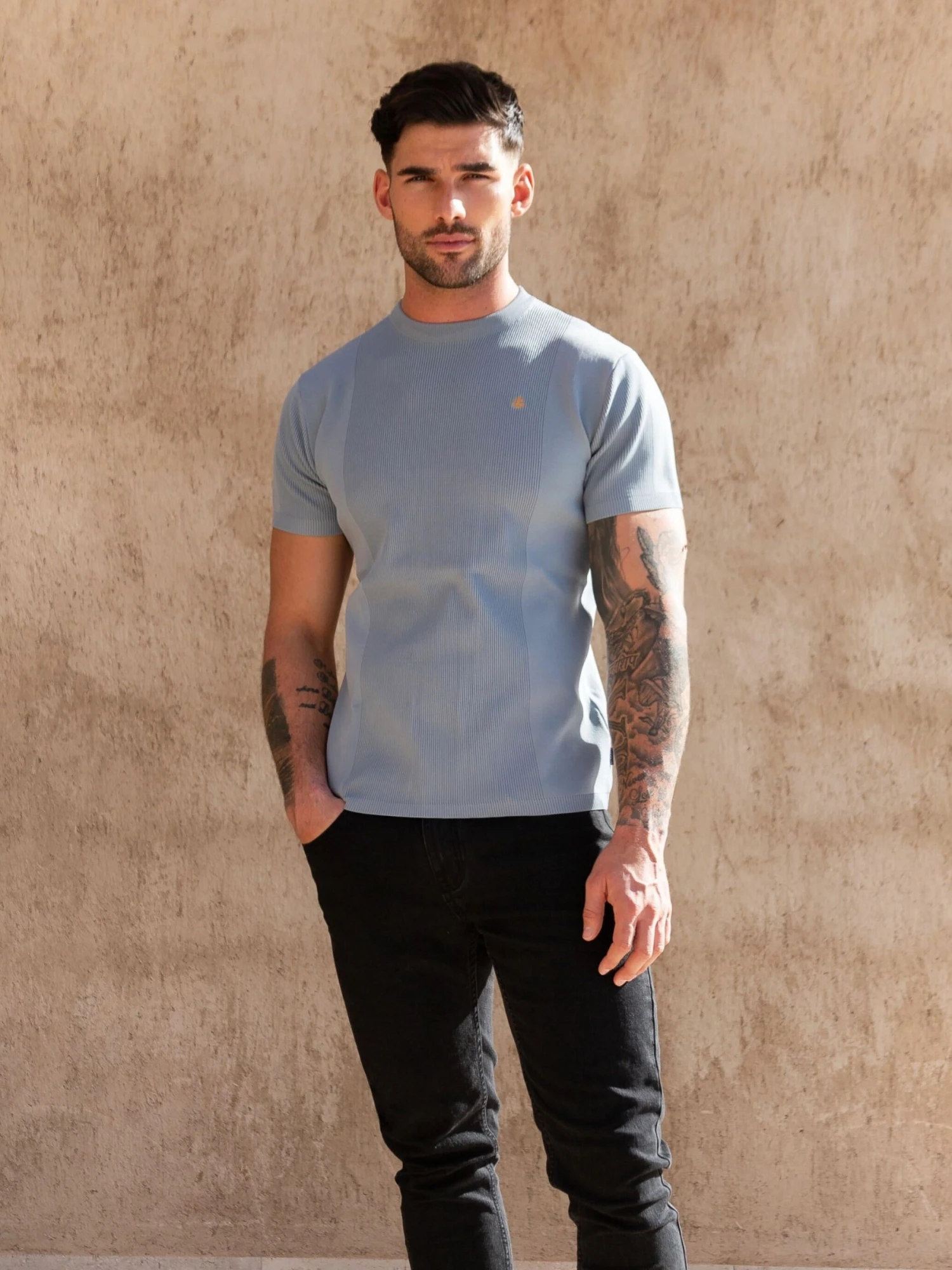 Layton Textured T-Shirt - Blue 2 Layton Textured T-Shirt - Blue - Image 2