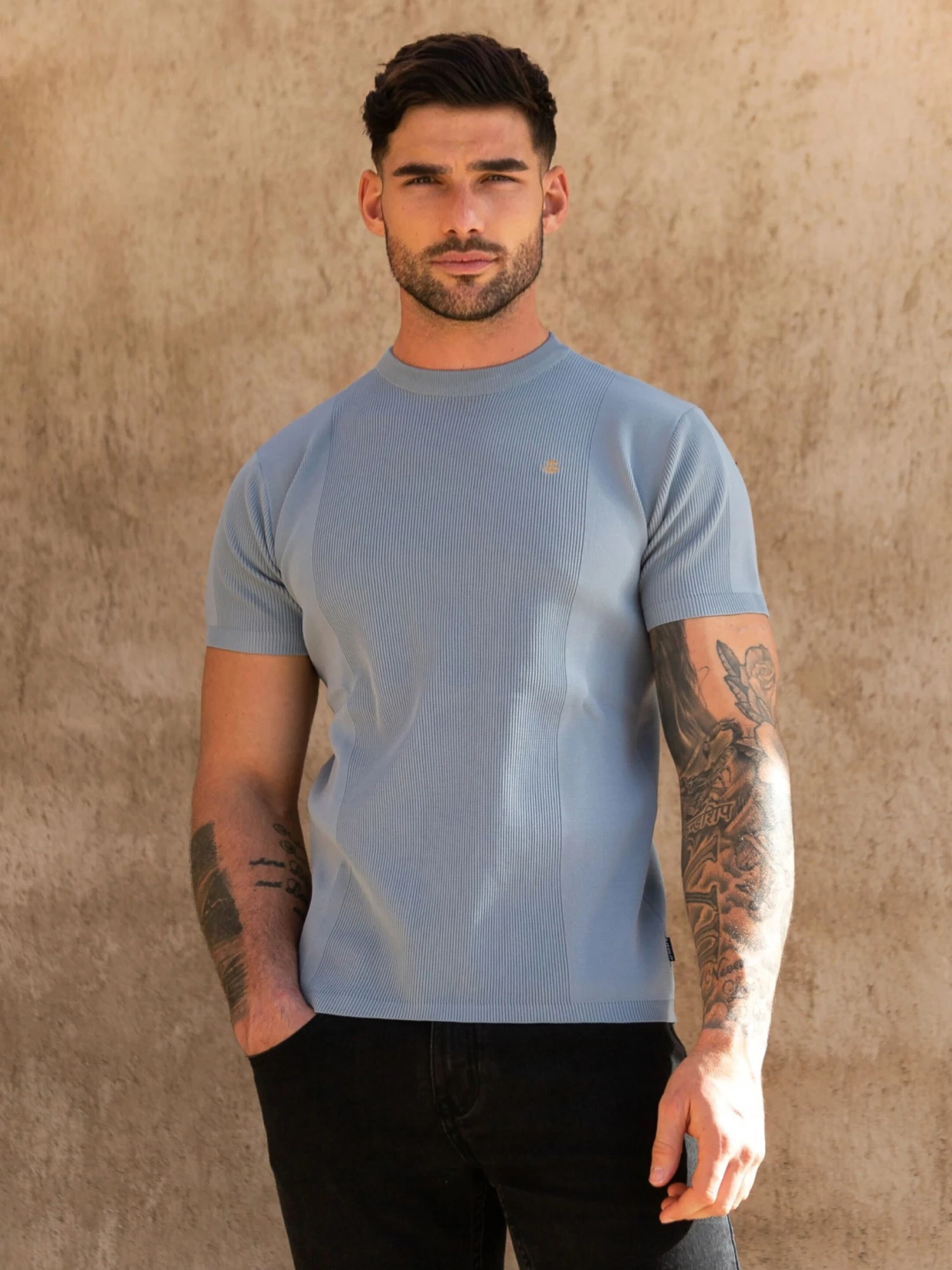 Layton Textured T-Shirt - Blue 1 Layton Textured T-Shirt - Blue