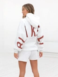 Isabel Jogger Shorts - Marl White And Rust Red -Blakely Clothing Store 2542MarlWhite Rust 02D